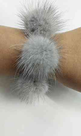 Гумка хутряна норкова на волосся на гульку Сірий Харків