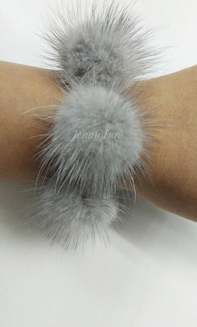 Резинка меховая норковая на волосы на гульку Серый Харьков - изображение 2