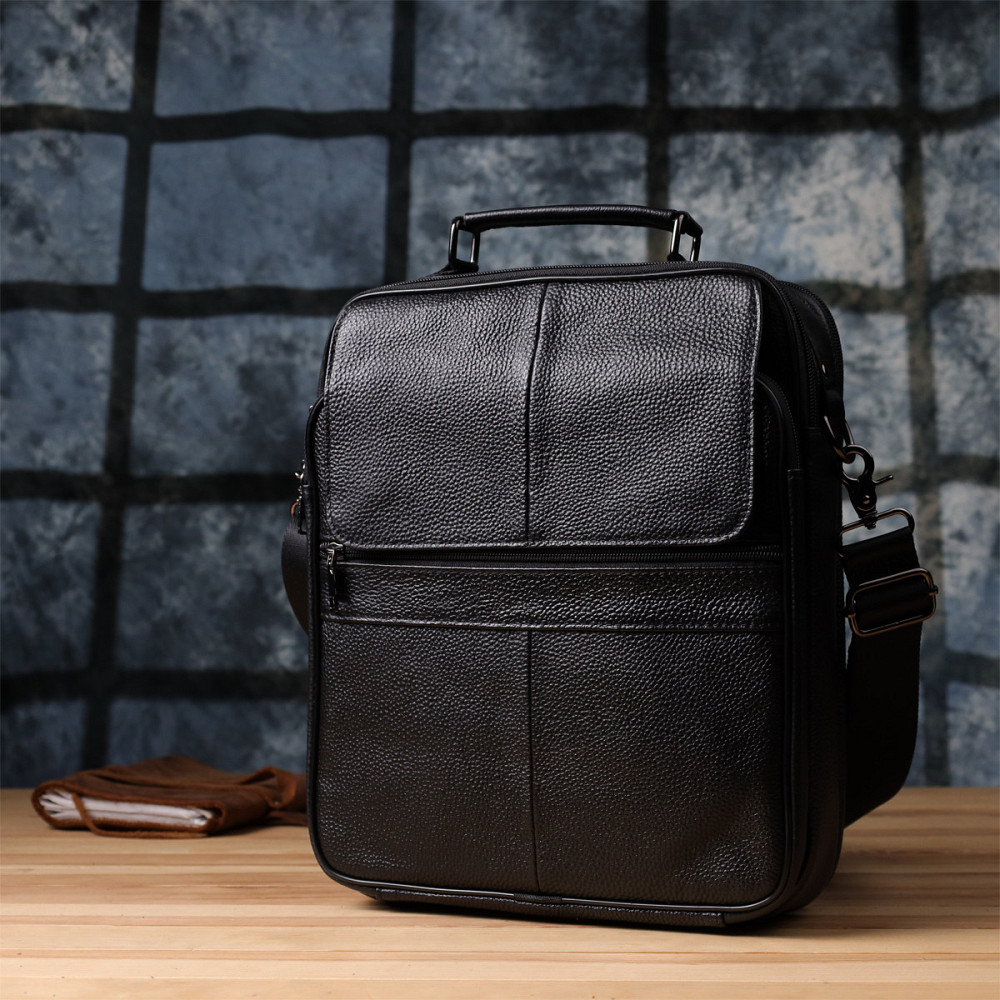 Мужская сумка с ручкой для переноса в руке из натуральной кожи Vintage 23026 Черный Киев - изображение 10
