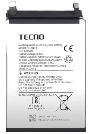 Аккумулятор для Tecno Pova 6 / BL-58FT (6000mAh) Днепр