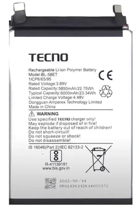 Аккумулятор для Tecno Pova 6 / BL-58FT (6000mAh) Днепр - изображение 1