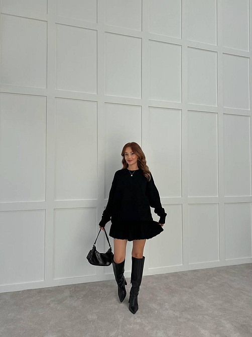 Женский вязаный костюм свитер оверсайз и стильная юбочка 70% Акрил 30% котон Одесса - изображение 2