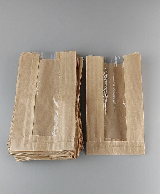 Пакет паперовий з ПП вікном 14/6*27,5 коричневий (1000 шт) Харків - фото 3