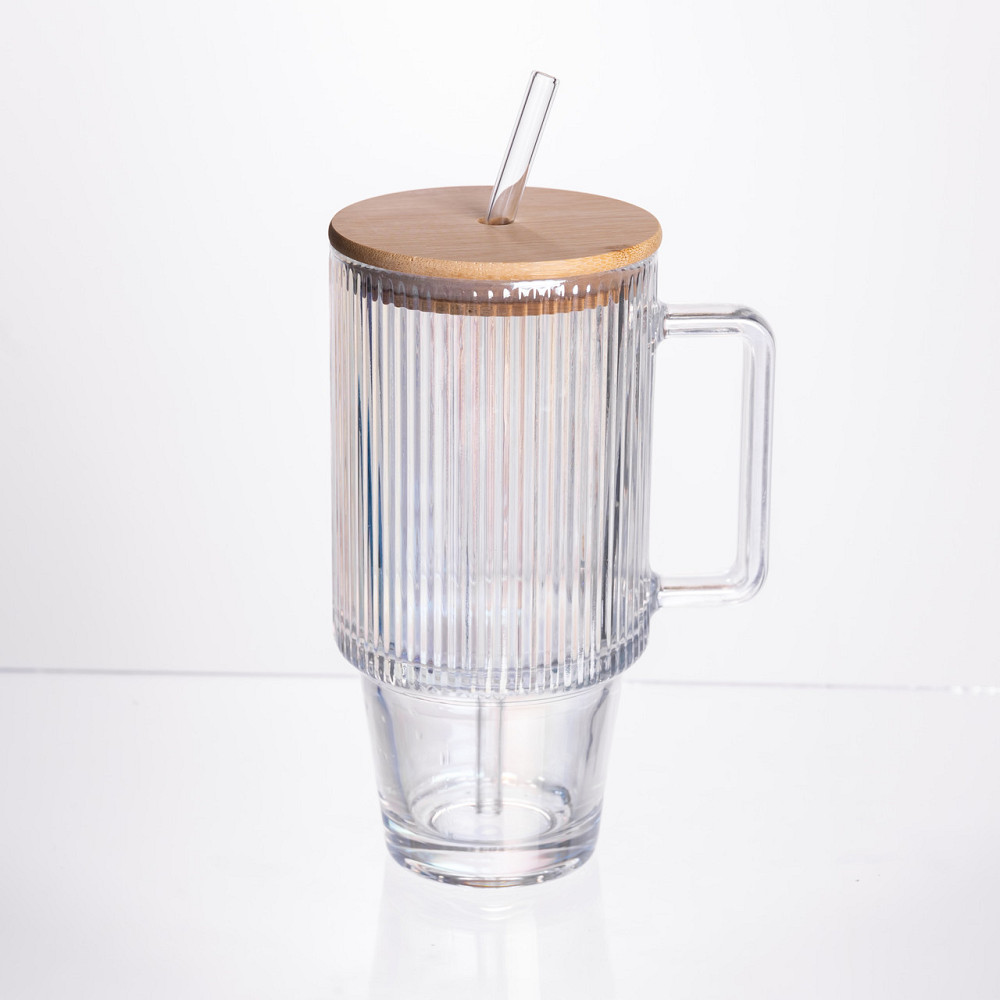 Кружка скляна з кришкою і трубочкою 750 (мл) HP-19-49 Коломыя - изображение 1