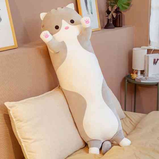 Іграшка обіймашка Кіт Батон, м'яка іграшка антистрес, подушка обіймашка, 70 см, Сірий Киев