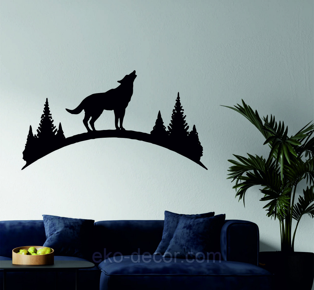 Декоративное настенное Панно «Волк», Декор на стену 90*48 см, Черный Киев - изображение 2