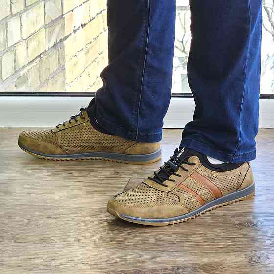 Мужские Мокасины Летние Бежевые Кроссовки Сеточка Коричневые Светлые (размеры: 40,41,42,43,44,45) - 216-3 Днепр