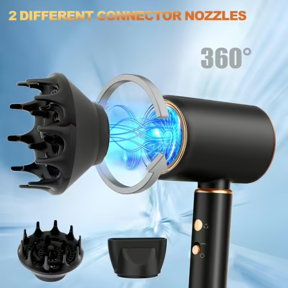 Фен для волосся JANOLTY Professional 2400W з іонізацією, дифузором та концентратором: 4 режими тепла, турбо-двигун Київ