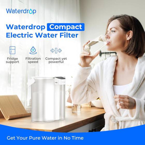 Компактный электрический фильтр для воды Waterdrop Instant для холодильника с 3-месячным фильтром, настольная система фильтрации Киев