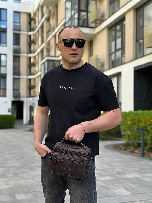 Чоловіча шкіряна сумка через плече BEXHILL коричнева Київ - фото 6