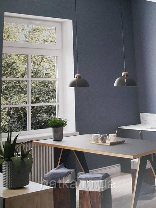 Шпалери вінілові на флізелін Marburg Dune 32420 однотонні розмиті під штукатурку чорні Київ - фото 1