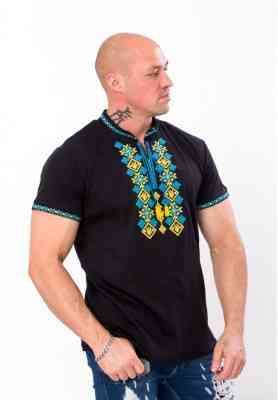Вишиванка чоловіча з коротким рукавом, 100% бавовна, топ Київ