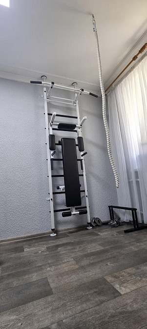 Детский спортивный уголок шведская стенка турник брусья скамья лестница канат кольца гимнастические Каменское - изображение 2