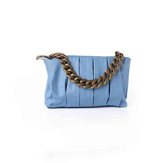 Сумка женская стильная летняя через плечо с ручкой цепочкой и съемным регулируемым ремешком, Голубой Каменец-Подольский