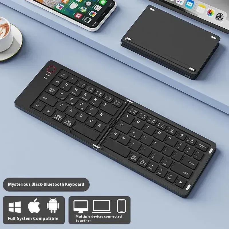 Складная  портативная мини Bluetooth-клавиатура B023 для Android, IOS, Windows (eng/ru) Black,67 клавиш Одесса - изображение 2