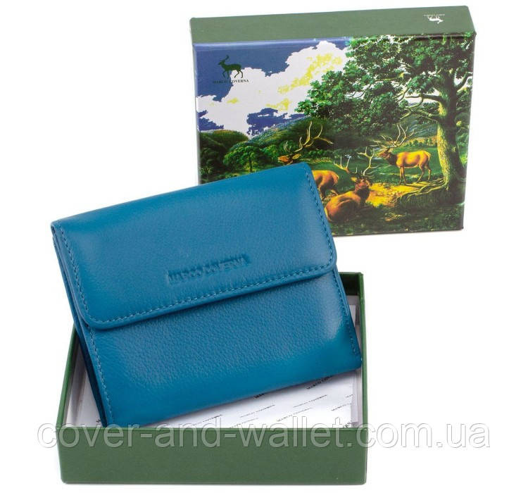 Красивий шкіряний гаманець для дівчат бірюзового кольору на магнітах Marco Coverna MC-2047A Київ - фото 9