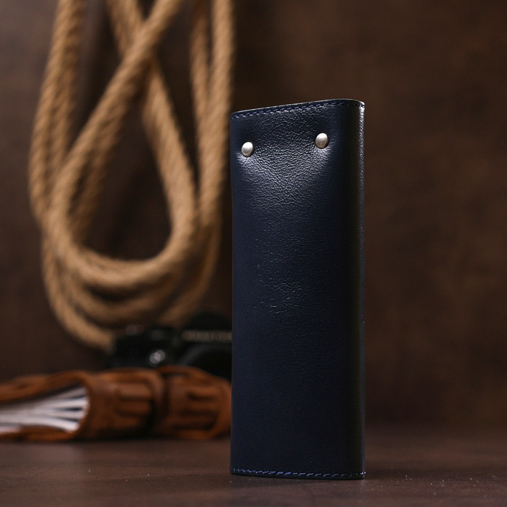 Практичная кожаная ключница Shvigel 16533 Синий Киев - изображение 1