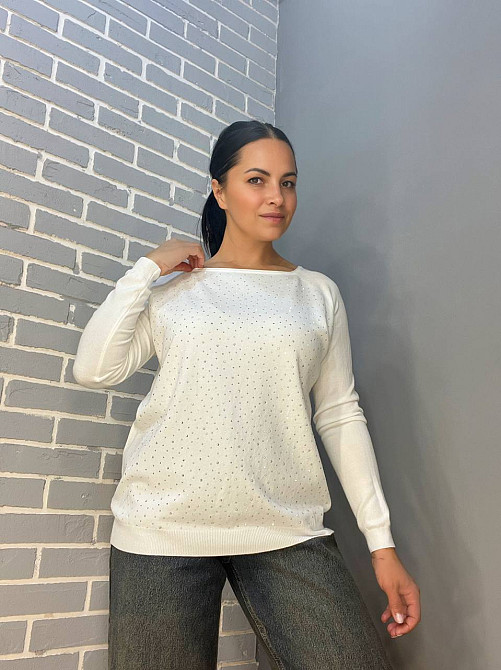 Джемпер женский ACCORDDREAM 9067 тонкий свитер россыпь камней, белый, one size Киев - изображение 1