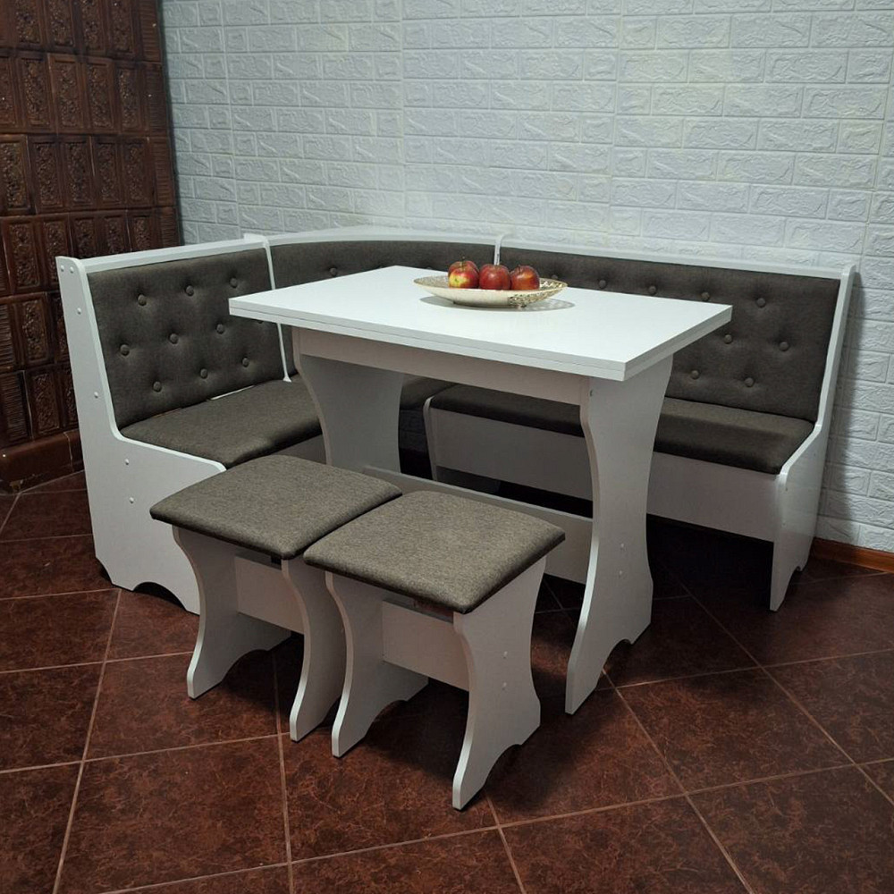 Куток Сімейний зі столом та 2 табуретки 114х154 см Тканина / Білий Львів - фото 4