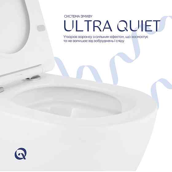 Унітаз підвісний Qtap Robin New безобідковий із сидінням Soft-close QT13332381ASW Київ