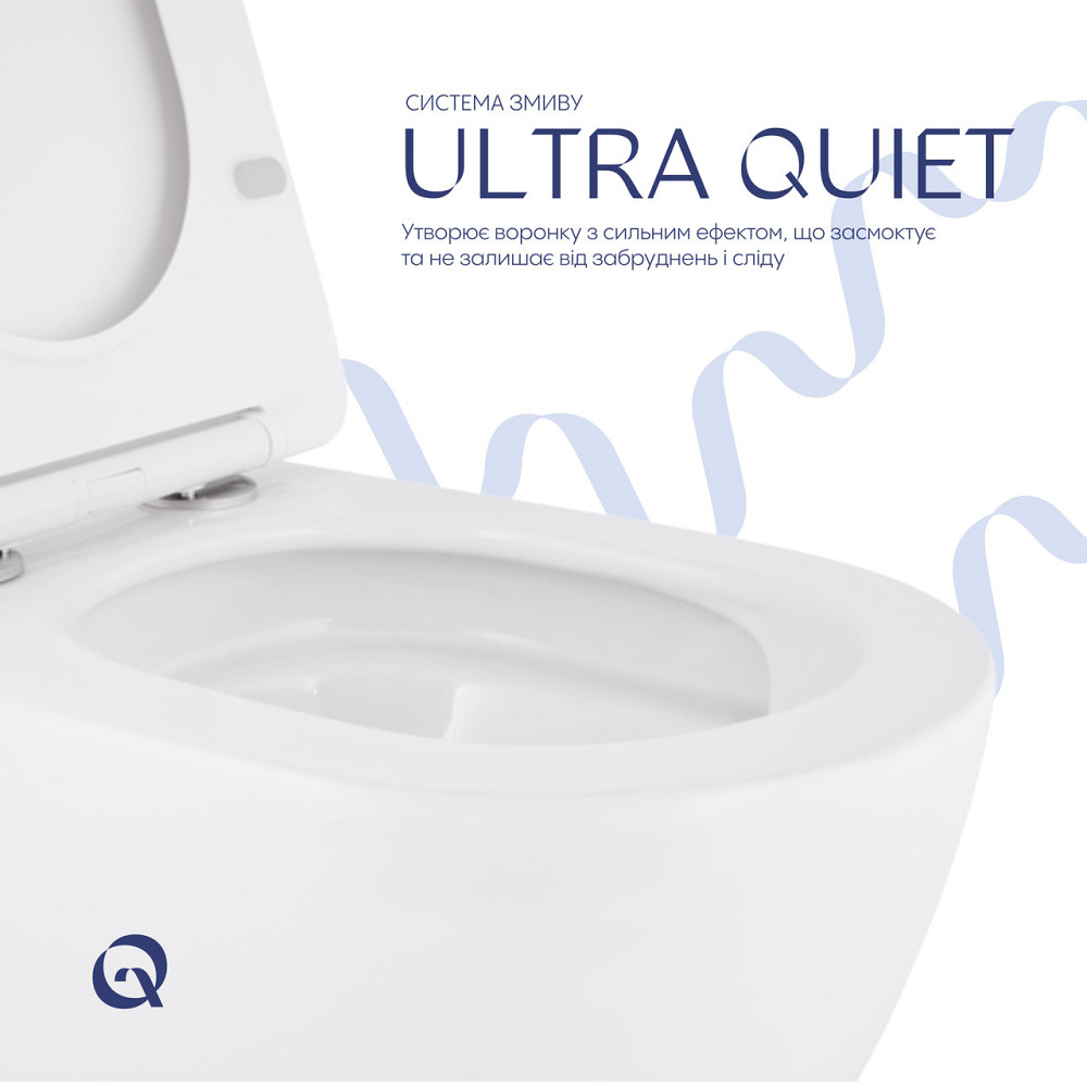 Унітаз підвісний Qtap Robin New безобідковий із сидінням Soft-close QT13332381ASW Київ - фото 5