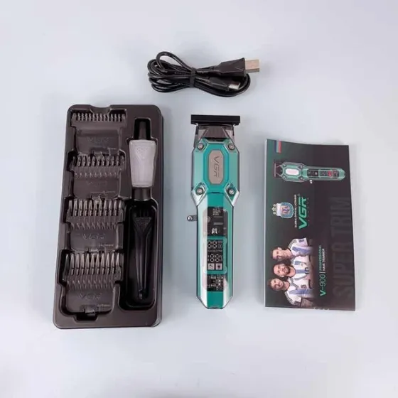 Набір Акумуляторна машинка для стрижки VGR V900 5 насадок регулювання довжини, щітка для очищення Одеса