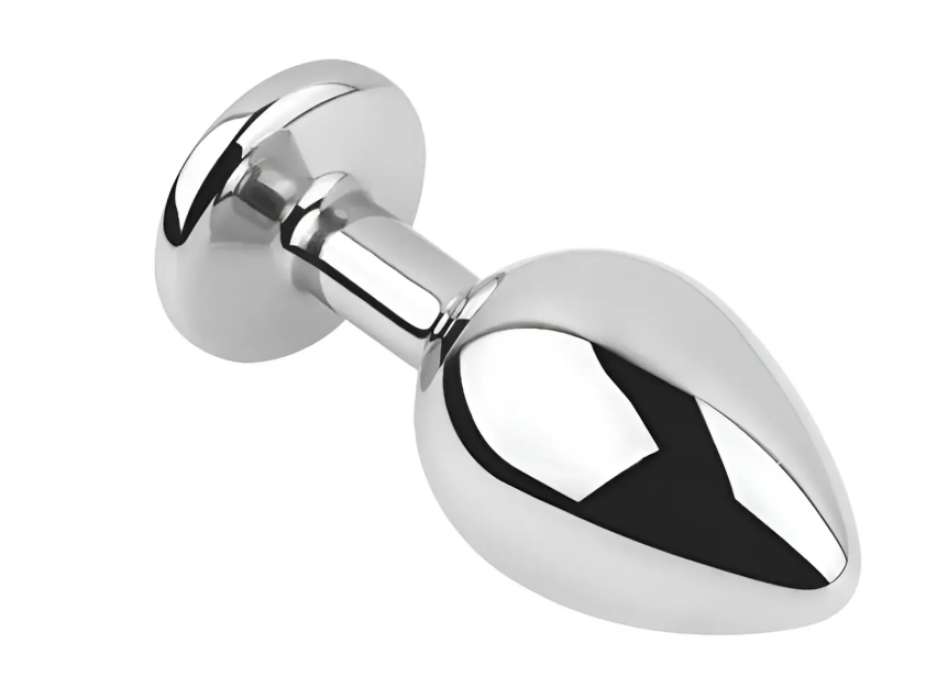 Анальна пробка із кристалом EGZO - Silver Round Plug Aqua size M Sex Aura Київ - фото 3