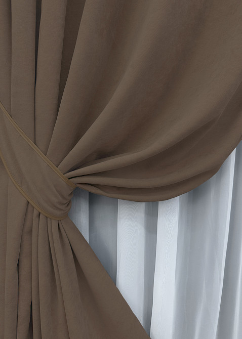 Комплект готових штор VR-Textil Мікровелюр Petek YL № 1802ш Коричневий 100х295 см 2 шт (31-842) Київ - фото 5