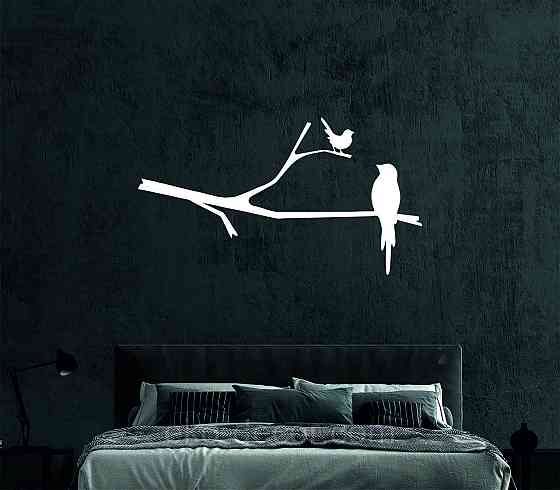 Декоративное настенное Панно «Птичка на ветке», Декор на стену 50*27 см, Белый Киев