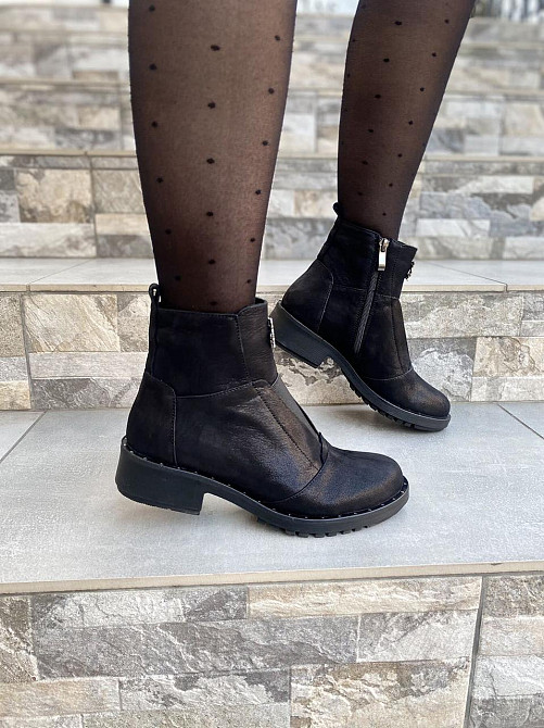 Жіночі черевички D and V чорні натуральна шкіра-сатин37р.-24 см (1222) Коломыя - изображение 3