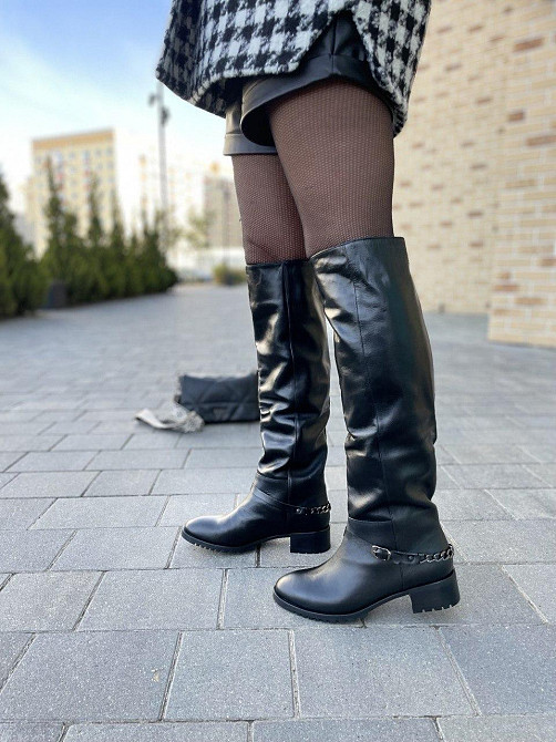 Valiente Чоботи жіночі VALIENTE чорні натуральна шкіра висота 46см обхват 35-36см розмір 38р. ( Коломия - фото 4