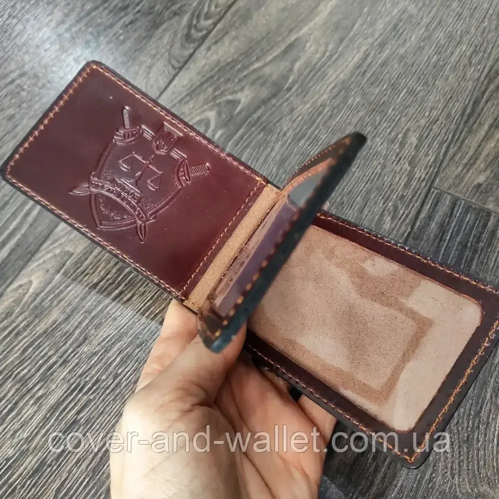 Шкіряна обкладинка на посвідчення Прокуратуру України з додатковим клапаном Київ - фото 3