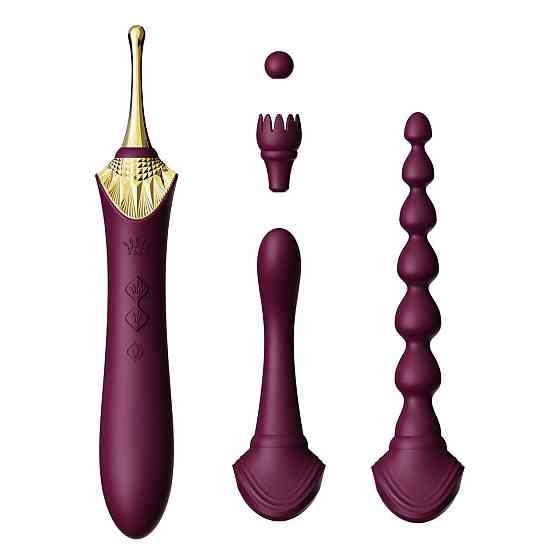 Мультифункціональний вібратор Zalo — Bess 2 Velvet Purple, 4 насадки, підігрів Sex Aura Київ