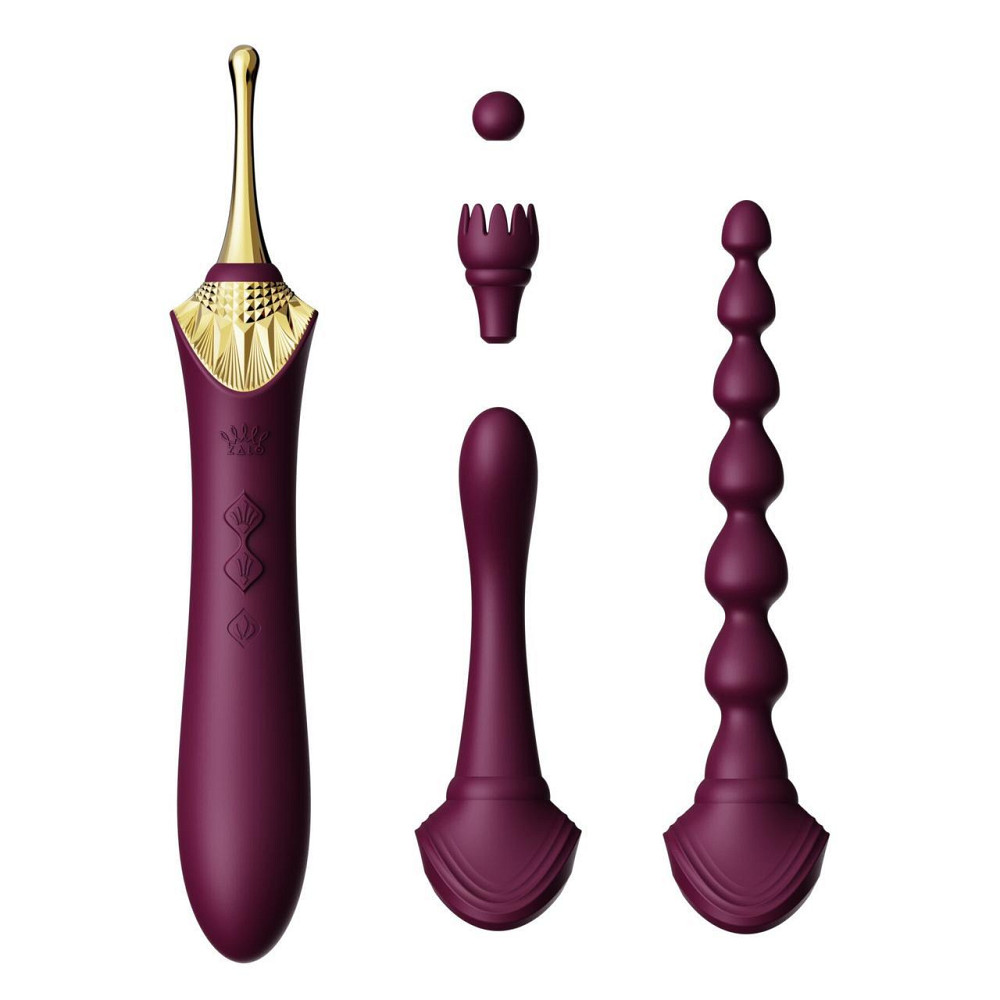 Мультифункциональный вибратор Zalo — Bess 2 Velvet Purple, 4 насадки, подогрев Sex Aura Киев - изображение 1
