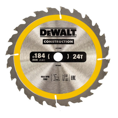 Диск пильный DeWALT CONSTRUCTION, 184 х 16 мм, 24z (ATB), 16 градусов (DT1939) Винница - изображение 1