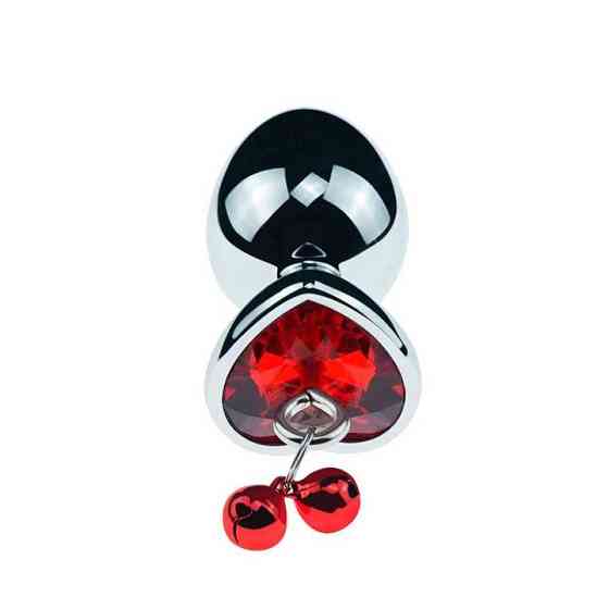 Металева анальна пробка з повідцем Art of Sex Metal Anal Plug - Червоний - 4*9,3 см - Анальні іграшки Вінниця