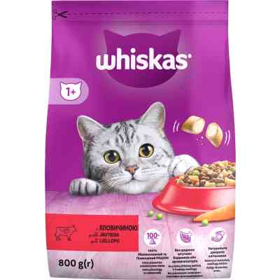 Сухий корм для кішок Whiskas з яловичиною 800 г (5998749144145) Вінниця