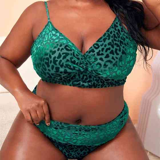 Роздільний купальник великого розміру вельветовий з високою талією 4XL зелений Київ