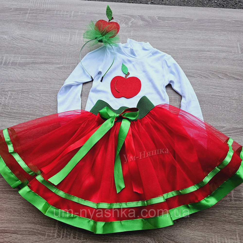 Костюм Яблочка Красная пышная юбочка + пришивное яблоко + обруч Кривой Рог - изображение 2