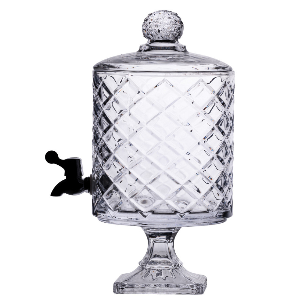 Yiwu Лимонадниця зі скляним краном 39 см 4,5 л прозора на підставці HP-19-3 Коломия - фото 1