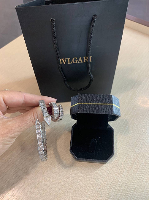 Комплект BVLGARI змія/ браслет і кільце/ циркони посріблення Одеса - фото 4