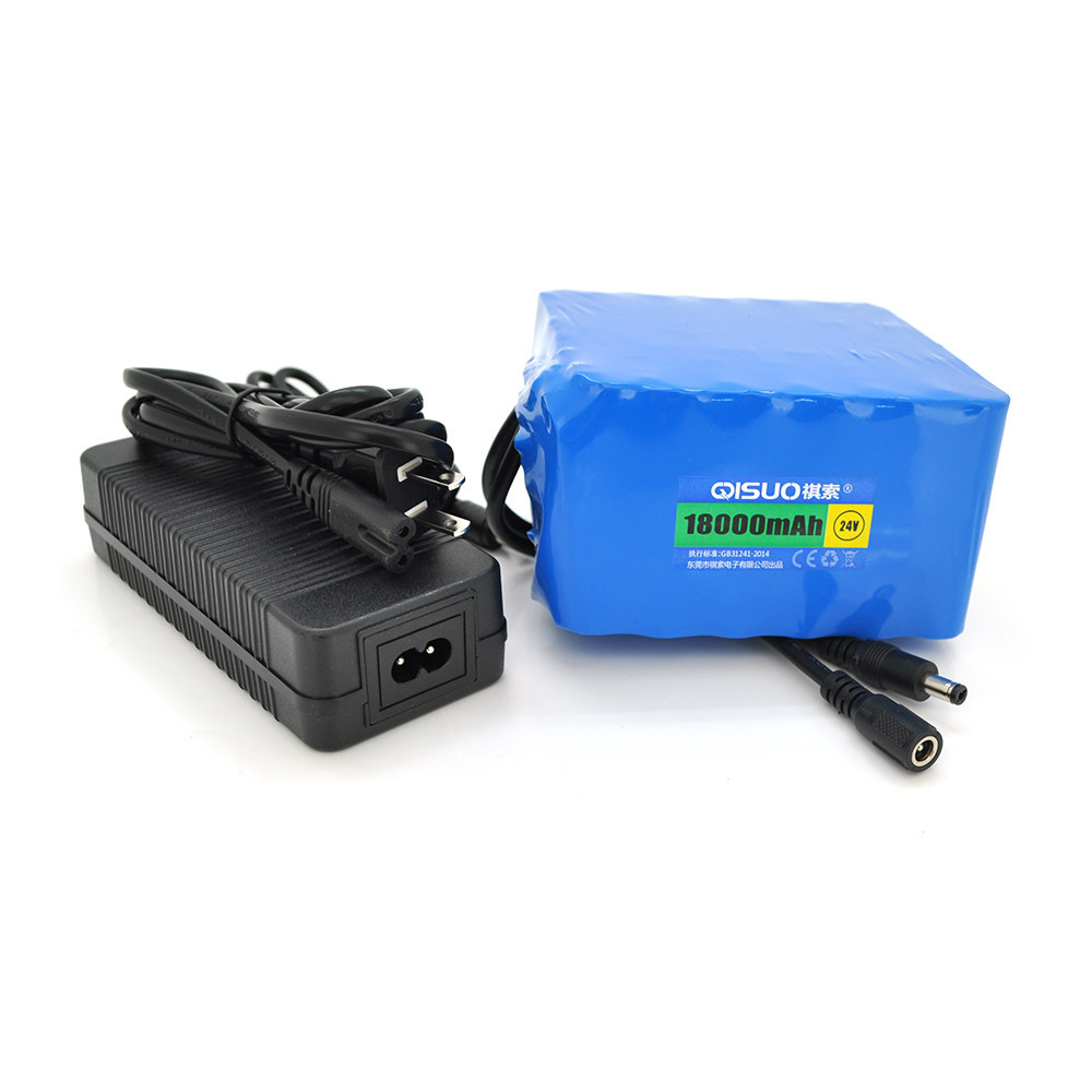 Акумуляторна батарея літієва QiSuo 24V 18A з елементами Li-ion 18650 + зарядний пристрій  25.2V3A, DC5.5x2.1, (120x110x67mm) Київ - фото 1