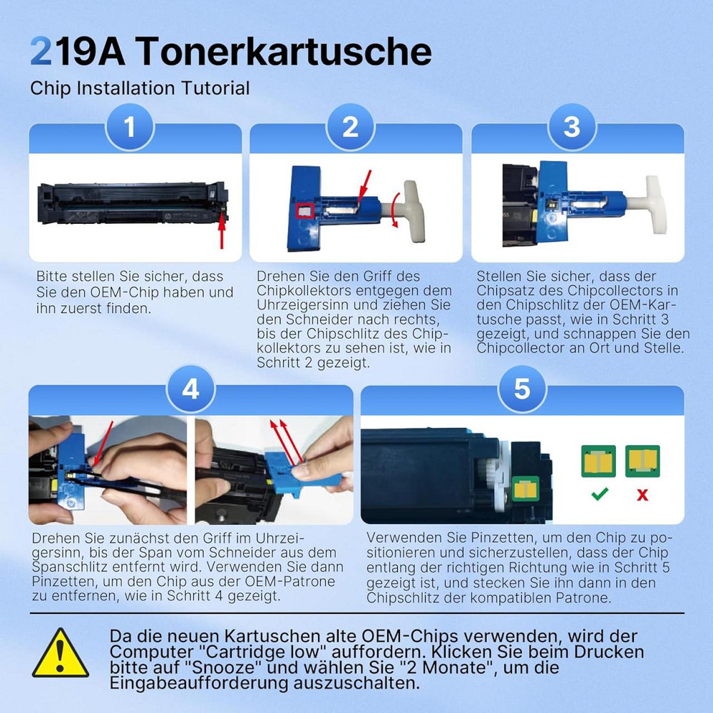 Комплект сумісних тонер-картриджів HP 219A W2190A W2191A W2192A W2193A без чіпа для HP Color LaserJet Pro 3202/3302 Дніпро - фото 8