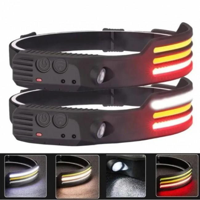 Налобний ліхтар COBA CB-689-3 акумуляторний з датчиком руху та червоним світлом Одеса - фото 2