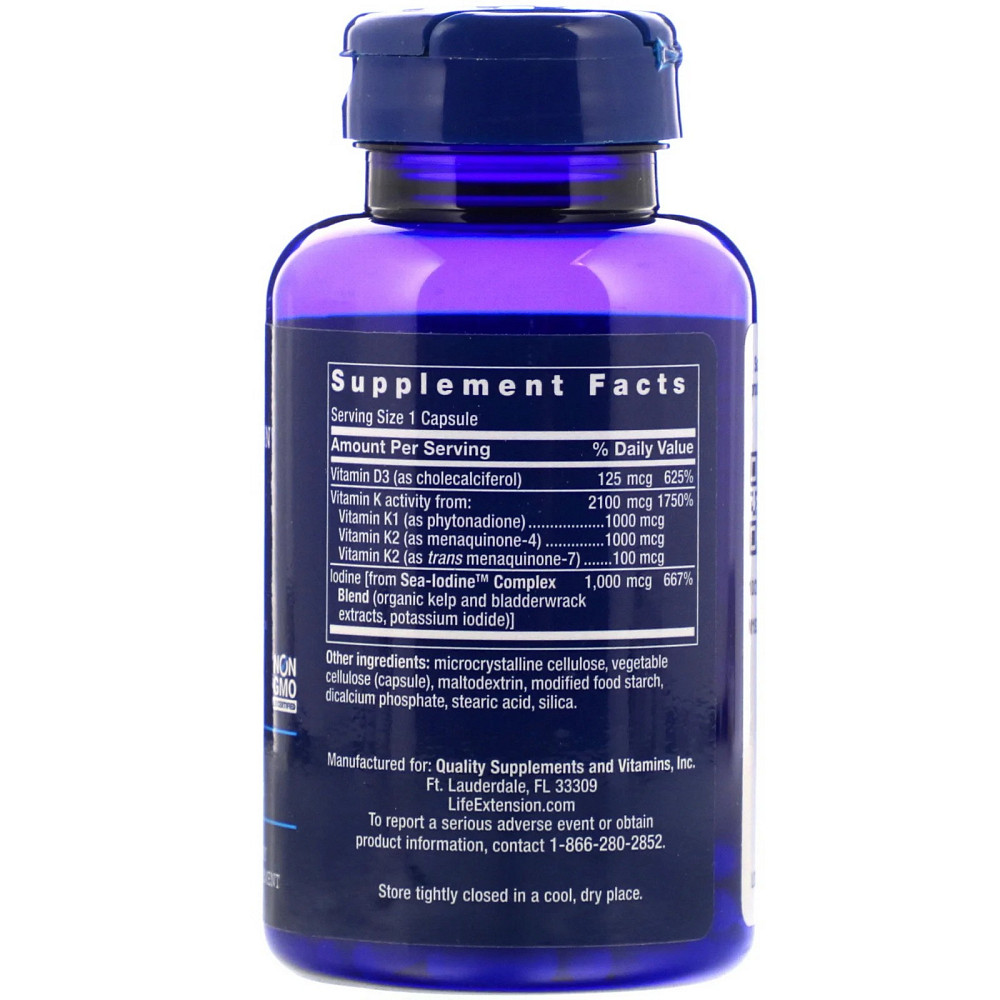 Витамин D3 и K с йодом (Vitamins D3 and K with sea-iodine) 5000 МЕ/2100 мкг/1000 мкг 60 капсул Київ - фото 2