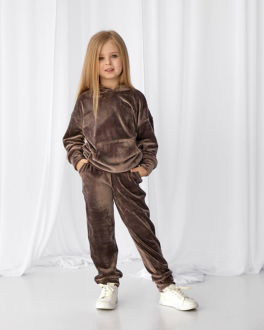 Дитячий велюровий костюм Кенгуру Коричневий 98-104 Харків - фото 2