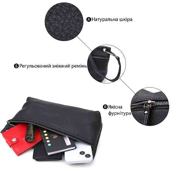 Модна жіноча сумка на плече з натуральної шкіри Vintage 23004 Чорний Київ