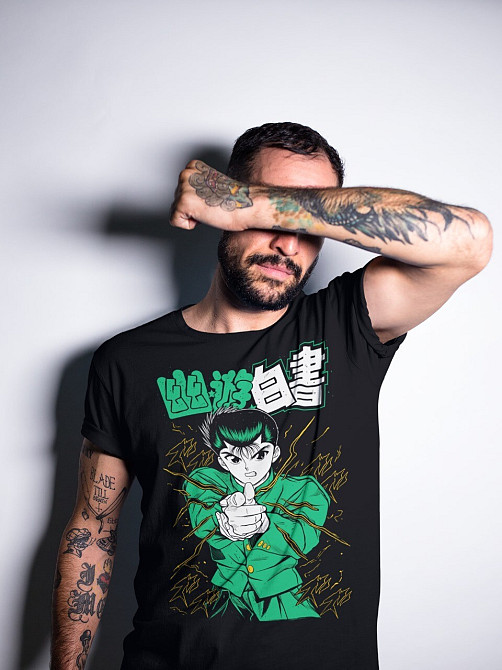 Футболка мужская аниме Йу Йу Хакусхо Кувабара оверсайз (S/M/L) Черний AnimeJ0011 Днепр - изображение 9