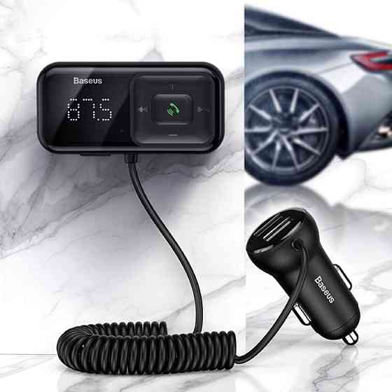 FM трансмітер модулятор Baseus S-16 Bluetooth FM Launcher 2 USB CCTM-E01 (Чорний) Николаев