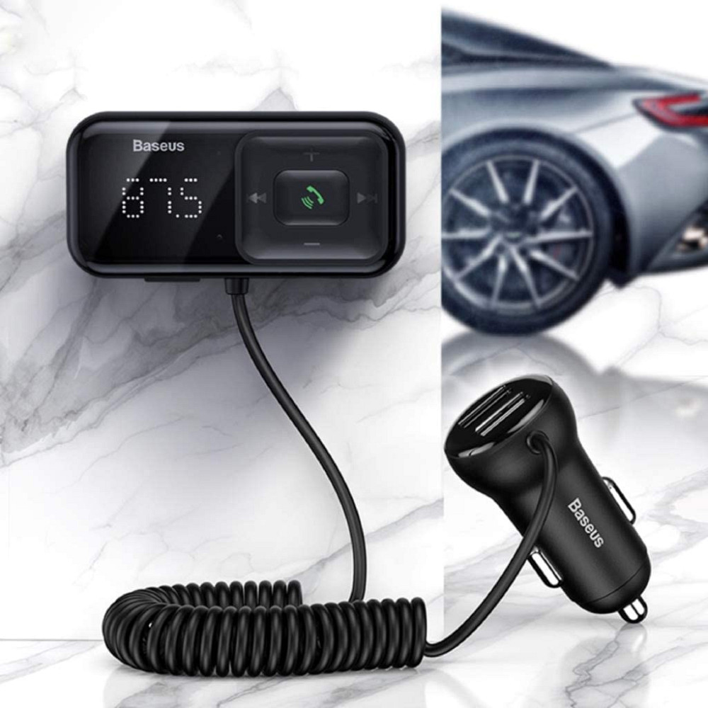 FM трансмітер модулятор Baseus S-16 Bluetooth FM Launcher 2 USB CCTM-E01 (Чорний) Николаев - изображение 5